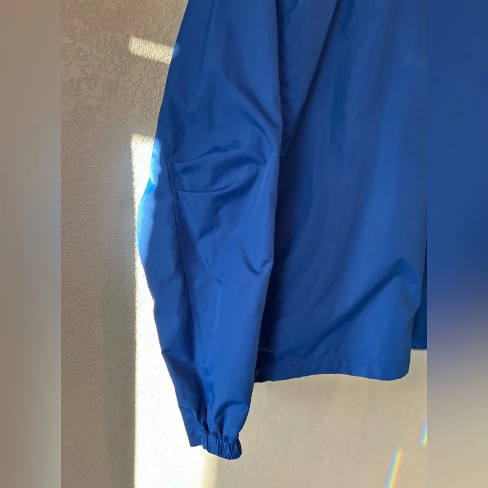 Blue V-Neck Lined Pullover Windbreaker with Toggle Tightener Size L